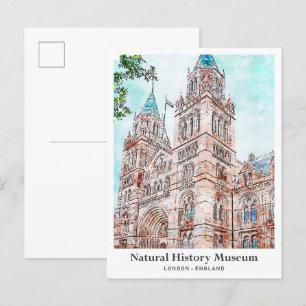 Natural History Museum London Travel Watercolor Vykort