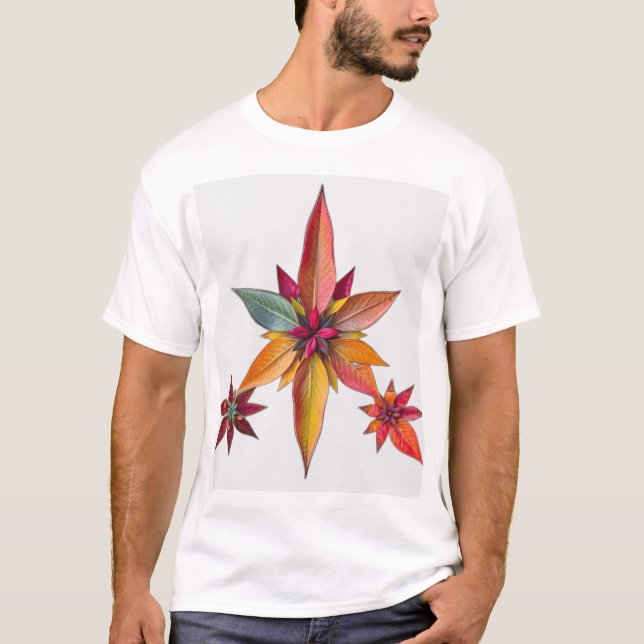Natural Inslag Star Mönster T Shirt (Framsida)