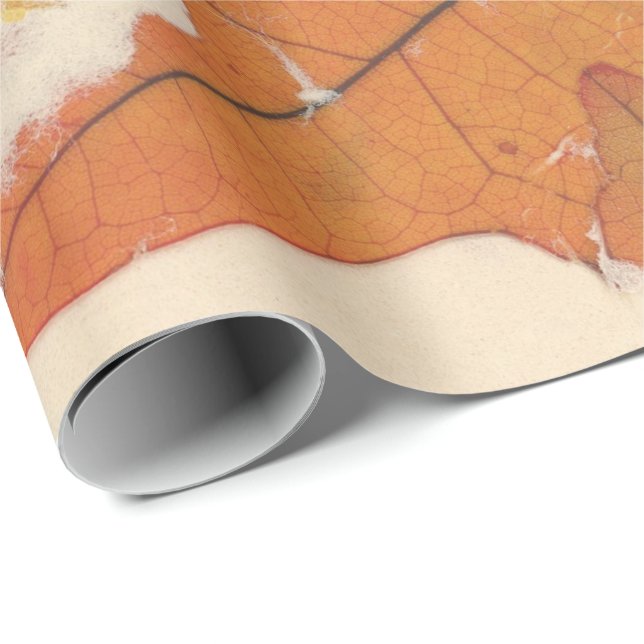 Natural Kraft Petals Bronze Autumn Löv Orange Presentpapper (Rullad Hörn)