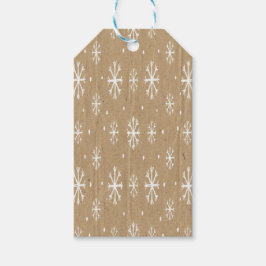 Natural Kraft Style White Snowflake Pattern Presentetikett