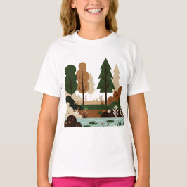 Natural landscape in minimalist style t shirt