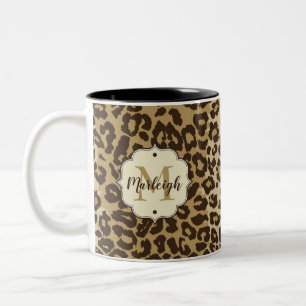 Natural Leopard Anpassningsbar Monogram Namn Två-Tonad Mugg