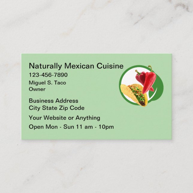 Natural Mexican Cuisine Business Cards  Visitkort (Framsida)