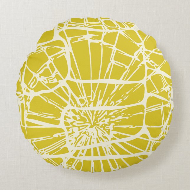 Natural Mosaic Gult Mustard Rund Kudde (Framsidan)