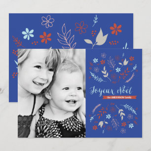 Natural Noël Jul-Helgdag i Indigo Julkort