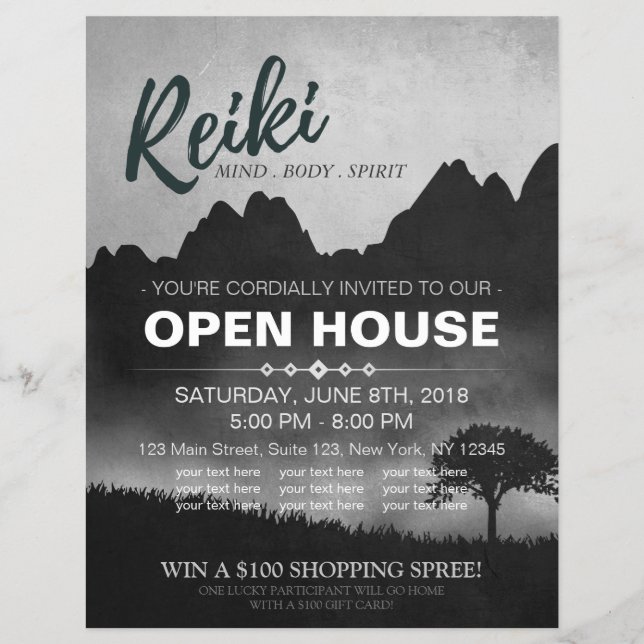 Natural Reiki Master & Yoga instruktör Open House Reklamblad (Framsidan)