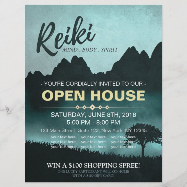 Natural Reiki Master & Yoga instruktör Open House Reklamblad (Framsidan)
