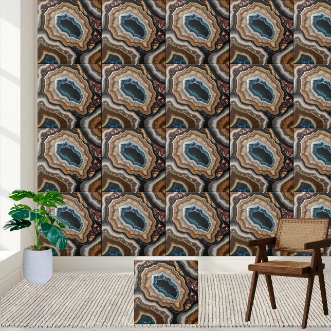 Natural Teal and Brown Geode Tile Kakelplatta (Natural Teal and Brown Geode Tile)