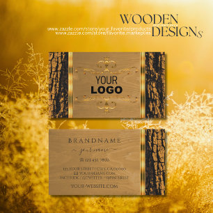 Natural Träd Bark Wood Grain Shimmery Gräns Logo Visitkort
