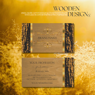 Natural Träd Bark Wood Grain Shimmery Gräns Visitkort