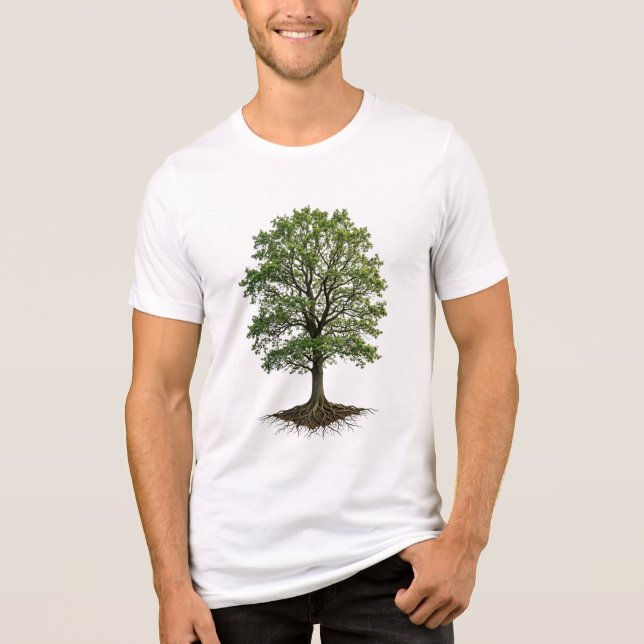 Natural Tree of Life Roots and Leaves T Shirt (Framsida)