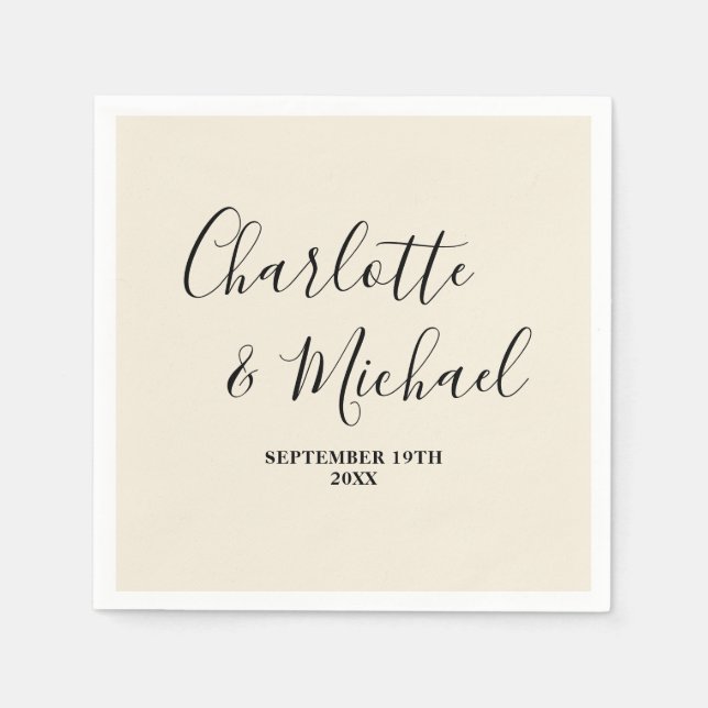Natural White Script Minimalist Wedding Pappersservett (Framsidan)