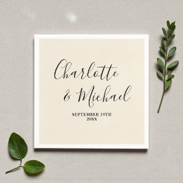 Natural White Script Minimalist Wedding Pappersservett