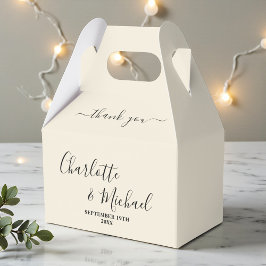 Natural White Script Minimalist Wedding Thank You Presentaskar