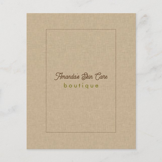 Naturalfärgad Klassisk Linjetextur Service Lista Flygblad (Framsidan)