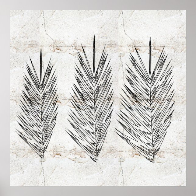 Naturalmuren Abstrakt Handflatan Löv Teckning Poster (Framsidan)