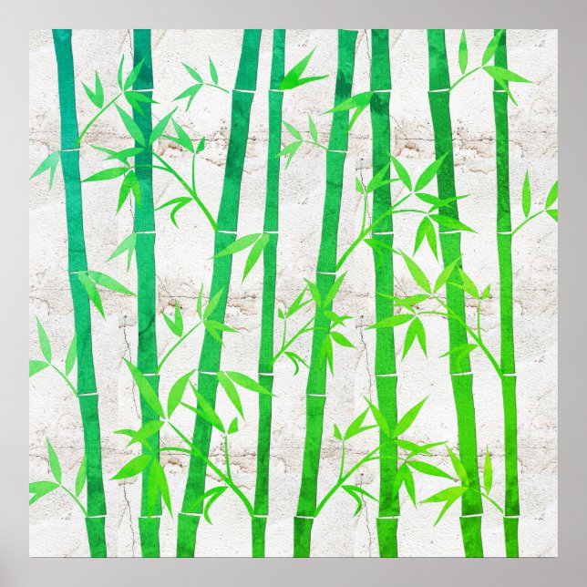 Naturals Abstrakt Grönt Bamboo Rustic Poster (Framsidan)