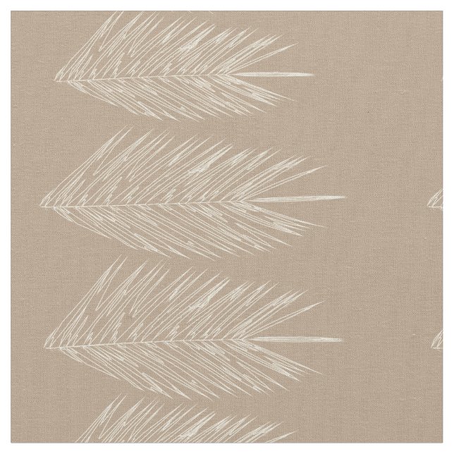 Naturals Abstrakt Handflatan Löv Linen Cream Tyg (Närbild)