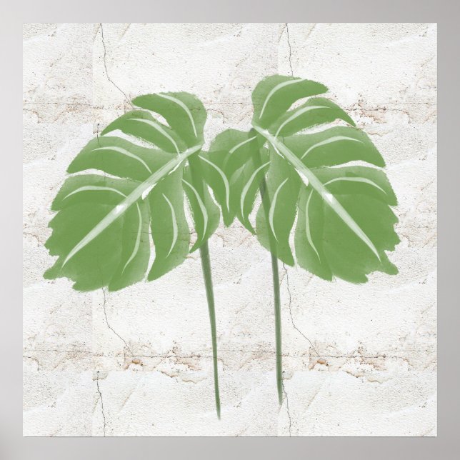 Naturals Abstrakt Monstera Löv Rustic Poster (Framsidan)