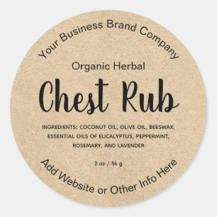 Naturalt örtbröst Salve Produktetikett Runt Klistermärke