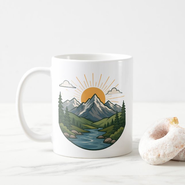 Naturäventyr Utomhusdesign Kaffemugg (Med munk)