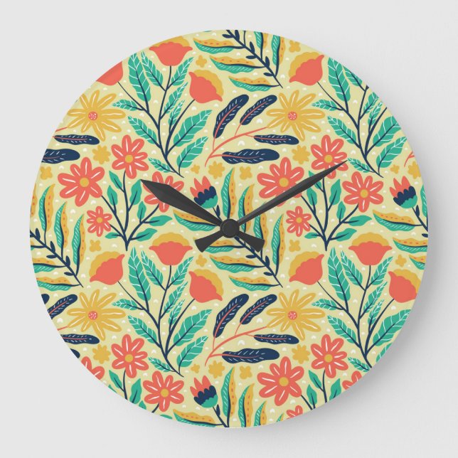 Naturavfall: Blommigt Sömlöst Mönster. Stor Klocka (Framsida)