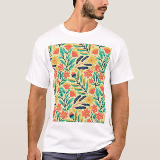 Naturavfall: Blommigt Sömlöst Mönster. T Shirt