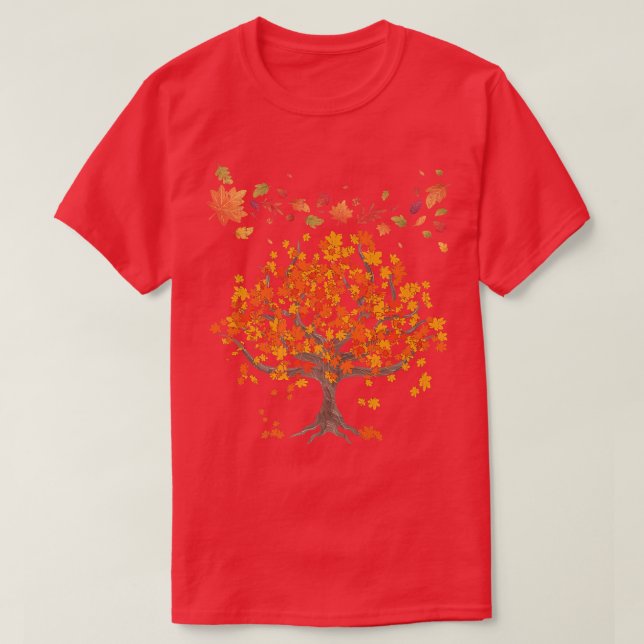 Naturavfallet i Forest Träd Höst löv T Shirt (Design framsida)