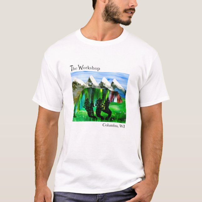 Naturbergen Bear Träd Manar Grundsten T-Shirt (Framsida)