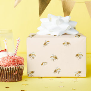 Naturbin i Neutralten Cute Bumblebee Mönster Presentpapper