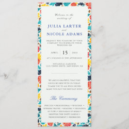 Naturblått Gult Vattenfärg Solblommor Bröllop Program