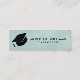 Naturblått linne Grad Cap Studenten Infoga Mini Visitkort