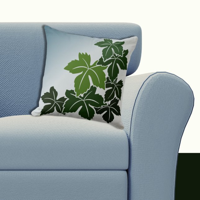 Naturblått och Grönt Vin Löv Kudde (Nature-Inspired Blue and Green Wine Leaves Throw Pillow)