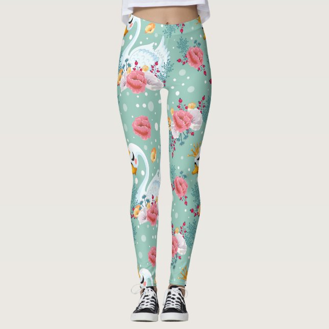 Naturblommor Svan Leggings (Framsida)