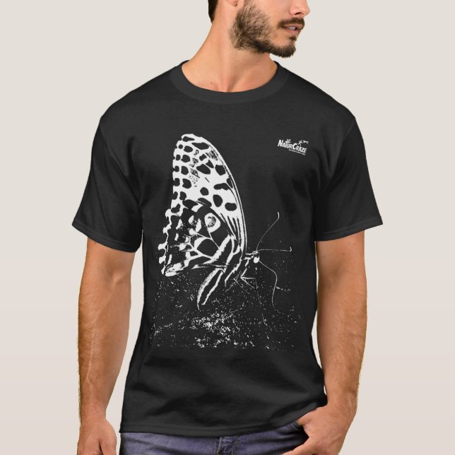 NaturCraze White Butterfly Black T-Shirt (Framsida)