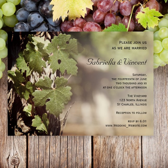 Naturdruvor Löv Vineyard Bröllop Inbjudningar (Skapare uppladdad)