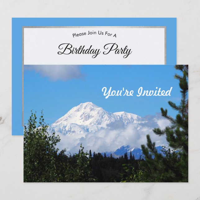 Nature Alaska Denali Scenery Photo Birthday Inbjudningar (Fram/baksida)