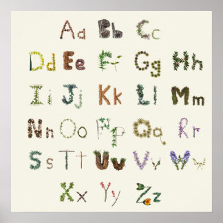 Nature Alphabet Kids Educational Botanical ABC Poster