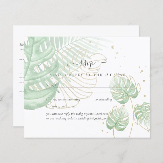 Nature Älskare Bröllop Foral Greenery Rustic Boho (Fram/baksida)