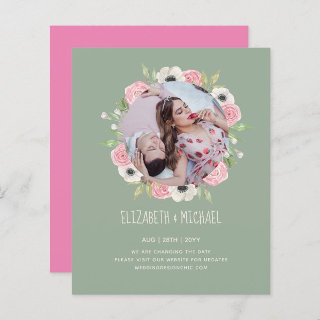 Nature Älskare Bröllop Foral Greenery Rustic Boho (Fram/baksida)