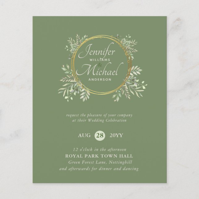 Nature Älskare Bröllop Foral Greenery Rustic Boho (Framsida)
