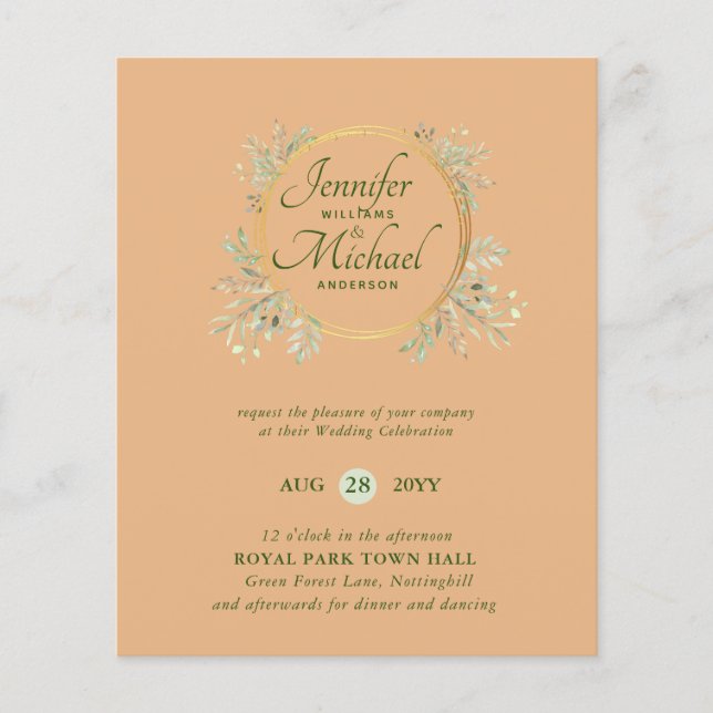 Nature Älskare Bröllop Foral Greenery Rustic Boho (Framsida)