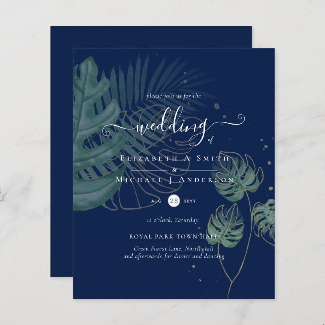 Nature Älskare Bröllop Foral Greenery Rustic Boho (Fram/baksida)