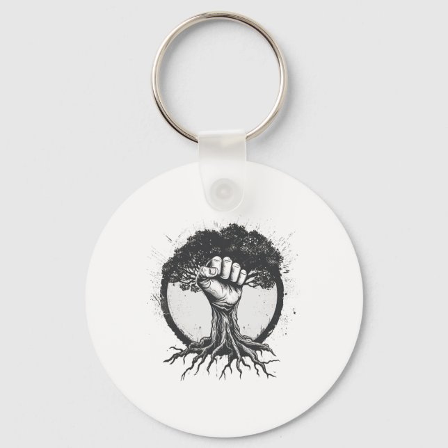 Nature Älskare Environmentalist Fist Träd Roots Ea Nyckelring (Framsida)