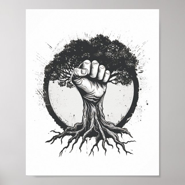 Nature Älskare Environmentalist Fist Träd Roots Ea Poster (Framsidan)