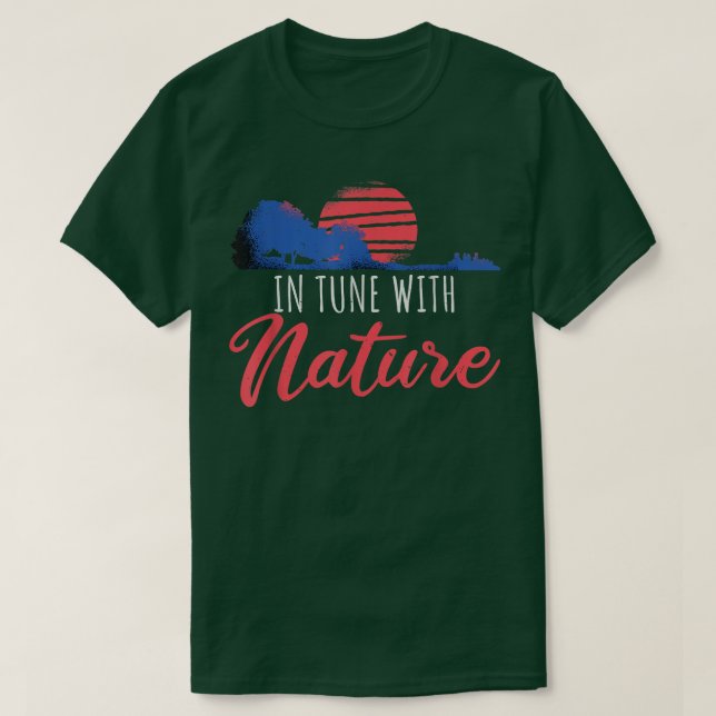 Nature And Music Guitar Trees Retro  T Shirt (Design framsida)