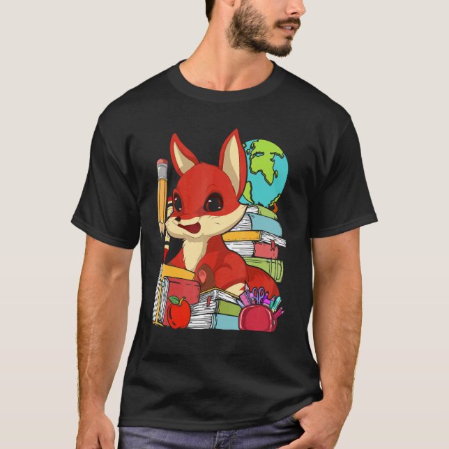 Nature Animal School Student Cute Forest Fox T Shirt (Framsida)