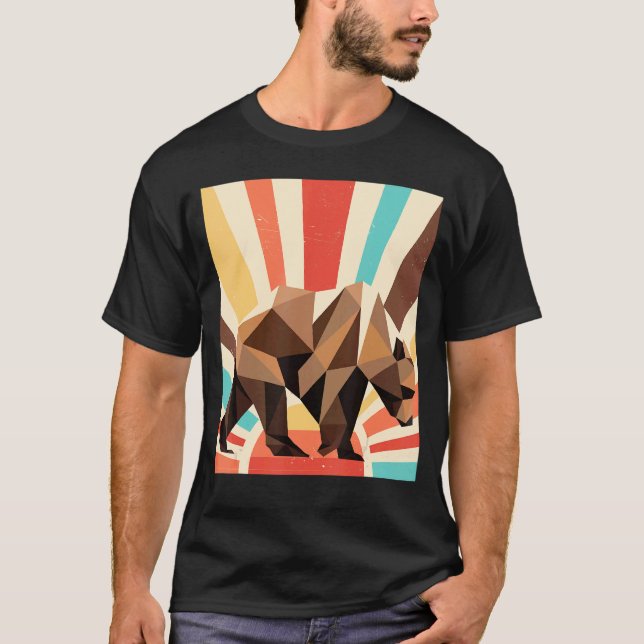 Nature Animal Wildlife Forest Retro Brown Bear T Shirt (Framsida)