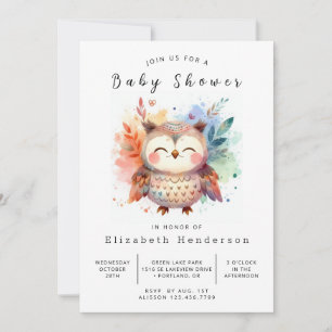 Nature Anpassningsbar Uggla Baby Shower Inbjudningar