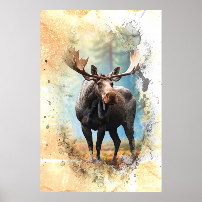 *~* Nature AP AP49 MOOSE Artsy Forest Peach Glitte Poster (Framsidan)